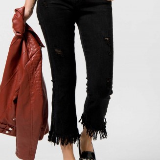 JEANS HIGHT WAISTED ΜΕ ΚΡΟΣΙΑ 1302609 ΜΑΥΡΟ
