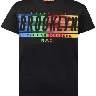 T SHIRT BROOKLIN ENG  13-221066 ΜΑΥΡΟ