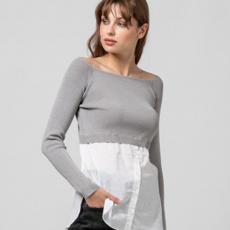 ΜΠΛΟΥΖΑ ΠΛΕΚΤΗ ΜΕ ΠΟΥΚΑΜΙΣΟ 1002638 ΓΚΡΙ