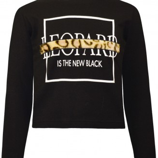 CROP TOP "LEOPARD" 16-120242-5 ΜΑΥΡΟ